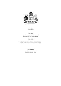 DEBATES  OF THE LEGISLATIVE ASSEMBLY FOR THE AUSTRALIAN CAPITAL TERRITORY