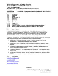 Arizona Department of Health Services Division of Behavioral Health Services PROVIDER MANUAL White Mountain Apache Behavioral Health Services Version  Section 3.8