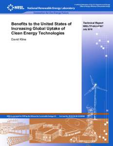 Benefits to the United States of Increasing Global Uptake of Clean Energy Technologies David Kline  Technical Report