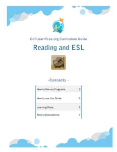 GCFLearnFree.org Curriculum Guide  Reading and ESL -Contents How to Use our Programs