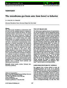 The microbiomegutbrain axis: from bowel to behavior
