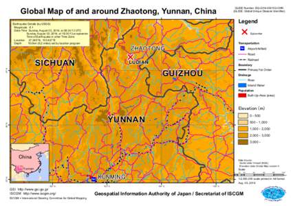 Global Map of and around Zhaotong, Yunnan, China  GLIDE Number: EQ[removed]CHN (GLIDE: Global Unique Disaster Identifier)  ®