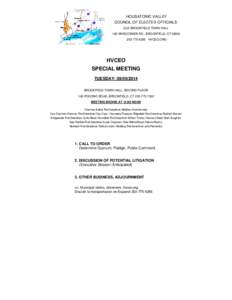 HOUSATONIC VALLEY COUNCIL OF ELECTED OFFICIALS OLD BROOKFIELD TOWN HALL 162 WHISCONIER RD., BROOKFIELD, CT[removed]6256 HVCEO.ORG