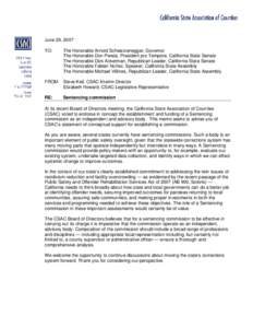 June 29, 2007 TO: The Honorable Arnold Schwarzenegger, Governor The Honorable Don Perata, President pro Tempore, California State Senate The Honorable Dick Ackerman, Republican Leader, California State Senate
