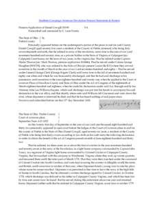 Southern Campaign American Revolution Pension Statements & Rosters Pension Application of Daniel Cowgill S3199 Transcribed and annotated by C. Leon Harris. VA