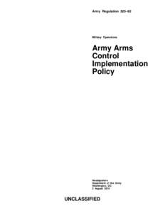 Army Regulation 525–92  Military Operations Army Arms Control