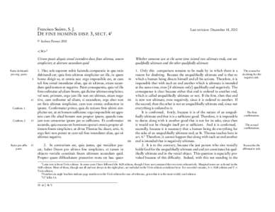 Francisco Suárez, S. J. DE FINE HOMINIS DISP. 3, SECT. 41 © Last revision: December 18, 2010