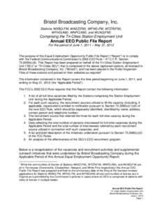 Bristol Broadcasting Company, Inc. Stations WXBQ-FM, WAEZ(FM), WFHG-FM, WTZR(FM), WFHG(AM), WNPC(AM), and WLNQ(FM) Comprising the Tri-Cities Station Employment Unit