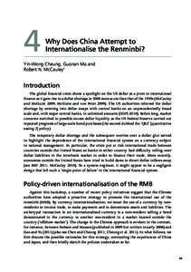 4  Why Does China Attempt to Internationalise the Renminbi?  Yin-Wong Cheung, Guonan Ma and