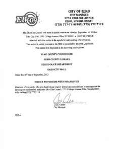 CNN OF[removed]CITY MANAGER 1751 COLLEGE AVENUE ELKO, NEVADA[removed]111 0/FAX[removed]