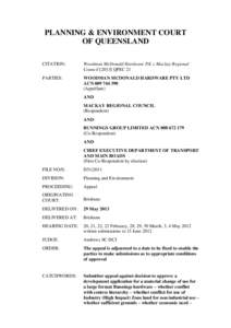 PLANNING & ENVIRONMENT COURT OF QUEENSLAND CITATION: Woodman McDonald Hardware P/L v Mackay Regional CouncilQPEC 21