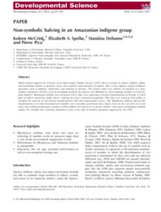 Developmental Science 16:[removed]), pp 451–462  DOI: [removed]desc[removed]PAPER Non-symbolic halving in an Amazonian indigene group