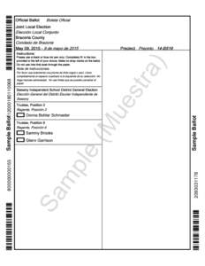 Official Ballot Boleta Oficial Joint Local Election Elección Local Conjunto Brazoria County