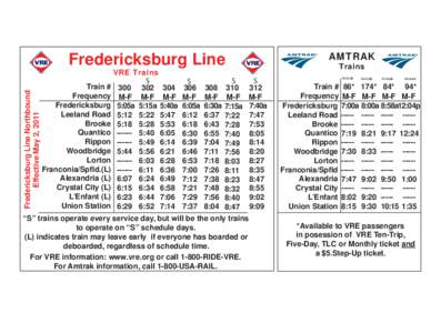 Fredericksburg Line / Rippon / Lorton / Leeland / Brooke / Fredericksburg / Quantico / Woodbridge / Union Station / Rail transportation in the United States / Transportation in the United States / Richmond /  Fredericksburg and Potomac Railroad