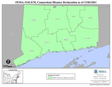 FEMA-3342-EM, Connecticut Disaster Declaration as of[removed]Tolland Hartford  Litchfield