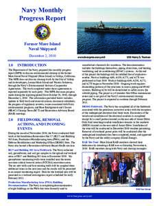 Navy Monthly Progress Report Former Mare Island Naval Shipyard December 2, 2010