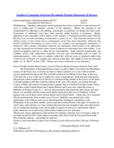 Southern Campaign American Revolution Pension Statements & Rosters Pension application of Benjamin Hopson R5223 fn14NC Transcribed by Will Graves[removed]Methodology: Spelling, punctuation and/or grammar have been corre