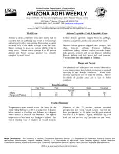 ARIZONA AGRI-WEEKLY Issue AZ-CW1305 – For the week ending February 3, [removed]Released February 4, [removed]North 1 st Avenue · Phoenix, AZ[removed][removed] · ([removed]FAX · www.nass.usda.gov/az To rec