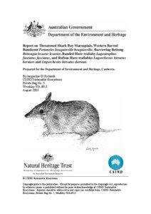 Threatened Shark Bay Marsupials Recovery Plan