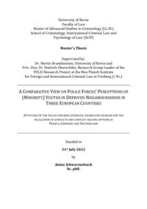 University of Berne Faculty of Law Master of Advanced Studies in Criminology (LL.M.) School of Criminology, International Criminal Law and Psychology of Law (SCIP) Master’s Thesis