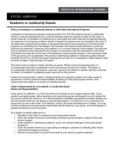    OFFICE OF INTERNATIONAL AFFAIRS STUDY ABROAD Academic or Leadership Guests