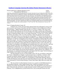 Southern Campaign American Revolution Pension Statements & Rosters Pension application of Michael Humble S13473 Transcribed by Will Graves f16VA[removed]