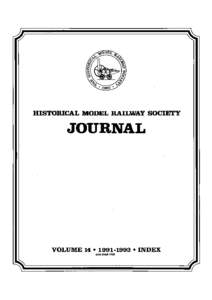 HMRS Journal Volume 14 Index  THEJOURNAL OF THE HISTORICAL MODEL RAILWAY SOCIETY INDEX TO VOLUME FOURTEEN ,