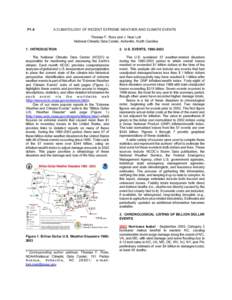 P1.6  A CLIMATOLOGY OF RECENT EXTREME WEATHER AND CLIMATE EVENTS Thomas F. Ross and J. Neal Lott National Climatic Data Center, Asheville, North Carolina