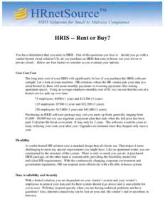 Microsoft Word - HRIS - rent or buy.doc