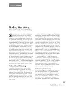 ALAN v38n2 - Finding Her Voice: A Conversation with Alison Whittenberg