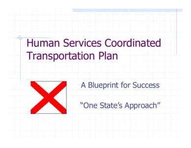 Human Services Coordinated Transportation Plan A Blueprint for Success “One State’s Approach”  Why?