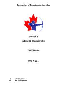 Federation of Canadian Archers Inc  Section 3 Indoor 3D Championship  Host Manual