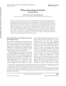 Downloaded By: [Ramus, Franck] At: 15:17 23 November[removed]THE QUARTERLY JOURNAL OF EXPERIMENTAL PSYCHOLOGY 2008, 61 (1), 129 – 141  What phonological deficit?