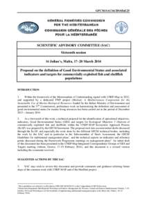 GFCM:SAC16/2014/Inf.25 GENERAL FISHERIES COMMISSION FOR THE MEDITERRANEAN COMMISSION GÉNÉRALE DES PÊCHES POUR LA MÉDITERRANÉE