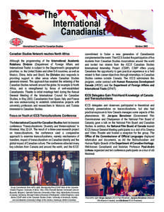 The International Canadianist International Council for Canadian Studies  Canadian Studies Network reaches North Africa