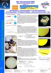 Der Venustransit 2004 Messung der Astronomischen Einheit AKFH 1.14 Udo 1Uni