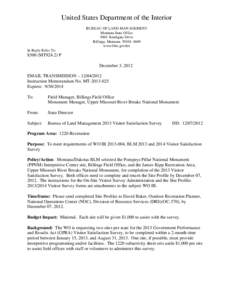 United States Department of the Interior BUREAU OF LAND MANAGEMENT Montana State Office 5001 Southgate Drive Billings, Montana[removed]www.blm.gov/mt