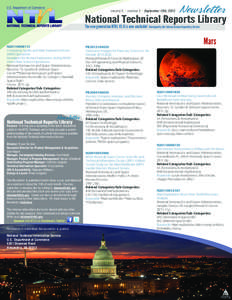 National Technical Reports Library  Newsletter volume 5 • number 3 • September 15th, 2012