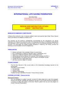 APPENDIX 21 Page 1 International Life Saving Federation Rescue Dive Instructor 2 Stars