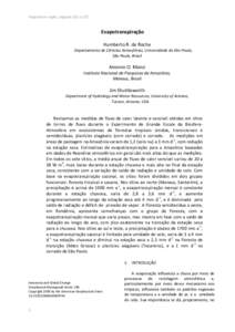 Original em inglês: páginas 261 aEvapotranspiração Humberto R. da Rocha Departamento de Ciências Atmosférias, Universidade de São Paulo, São Paulo, Brasil