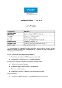 “Mathematics and …” CallJury Process Jury member
