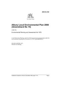 2006 No 802  New South Wales Albury Local Environmental Plan[removed]Amendment No 15)