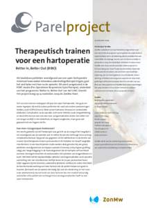 14 novemberTherapeutisch trainen voor een hartoperatie Better In, Better Out (BIBO)