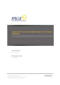 Assignment Process for Additional Spectrum for Wireless Broadband Final Decision MCA/D[removed]