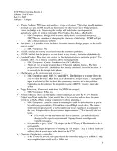 STIP Public Meeting, Round 2 Lahaina Civic Center July 23, 2007 6:00 pm – 7:30 pm •