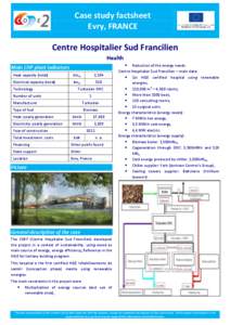 Case study factsheet Evry, FRANCE Centre Hospitalier Sud Francilien Health Main CHP plant indicators