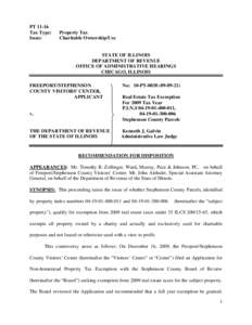 Geography of Illinois / Structure / Tax exemption / Taxation / Income tax in the United States / Charitable organization / Estate tax in the United States / Value added tax / Stephenson County /  Illinois / Taxation in the United States / Real property law / Law