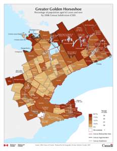 Greater Golden Horseshoe Percentage of population aged 65 years and over by 2006 Census Subdivision (CSD) GalwayCavendish and Harvey