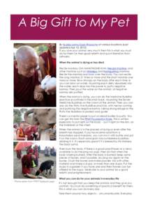A Big Gift to My Pet By Kyabje Lama Zopa Rinpoche at various locations (Last Updated Apr 10, 2013) If you love your animal very much then this is what you must do for them for their good rebirth and quick liberation f