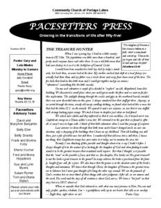 Community Church of Portage Lakes 3260 Cormany Rd., Akron, OH[removed]6121 PACESETTERS PRESS Growing in the transitions of life after fifty-five!